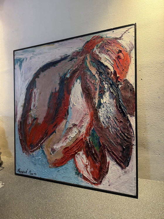 Image 1 of Hendrik Nijs pintando óleo sobre lienzo 1991