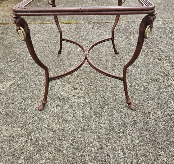 Image 1 of Tavolino da caffè francese d'epoca in ferro e vetro - Tavolino da cocktail - Tavolino da salotto - Anni '80