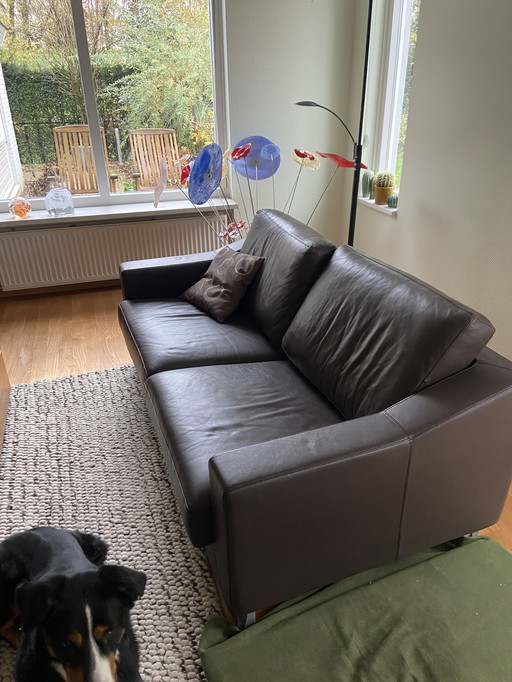 Leolux Antonia Royale leather Wapiti Kepanki. 2.5 seater sofa, 2 armchairs and footstool