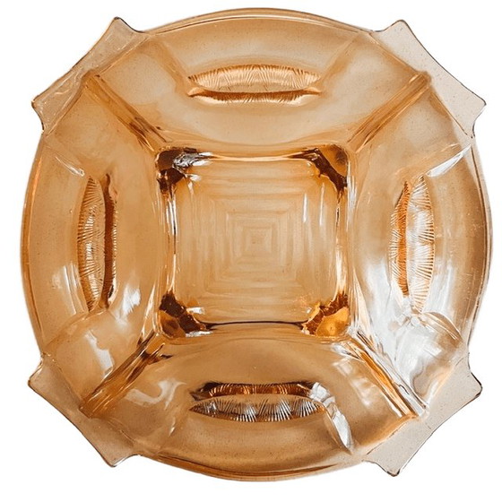 Image 1 of Vintage glass Walther Glas & Sons fruit bowl Sigrid Rosaline pink glass 1930s