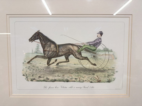 Stampa inglese antica Cavaliere in cornice di noce – Arte, Vetro, Carta (photo 3 of 5)