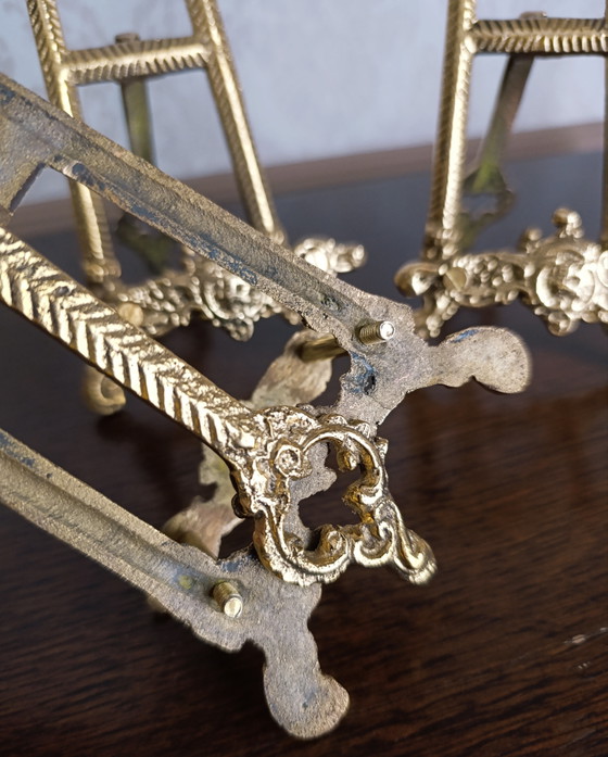 Set van 3 vintage, sierlijke messing displaystandaards – Decoratieve objecten, Brass (photo 4 of 12)