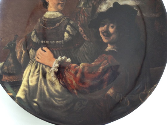 Image 1 of Vintage Wall Sign Rembrandt van Rijn, Rembrandt & Saskia, Kaiser W Germany
