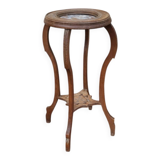 Art Deco wood/marble side table