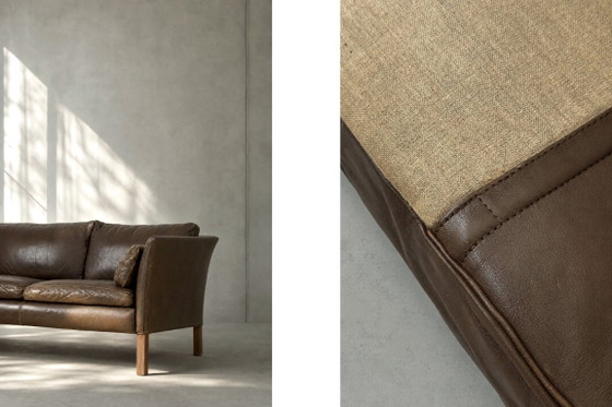 Image 1 of Divano Cromwell in pelle stile Mid-Century Modern, disegnato da Arne Norell negli anni '60.