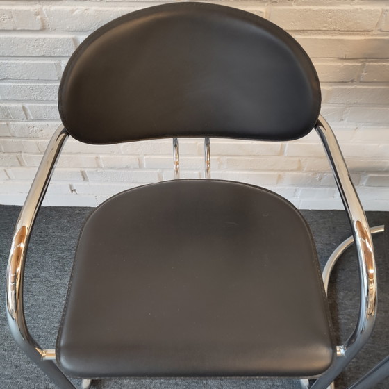 Set Van Twee Effezeta Sledestoelen – Eetkamerstoelen, Chrome, Metal (photo 5 of 12)