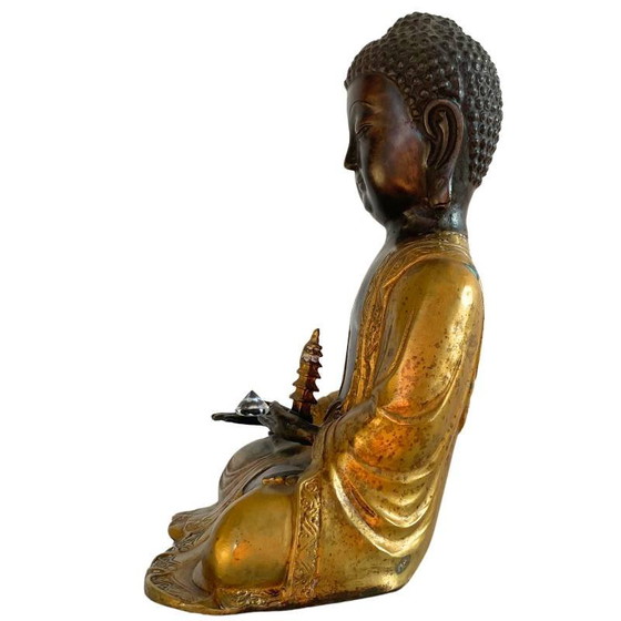 Lote 189 – Buda Amitabha de bronce con estupa original y cristal – Nepal Himalaya – Esculturas, Bronze (photo 3 of 11)