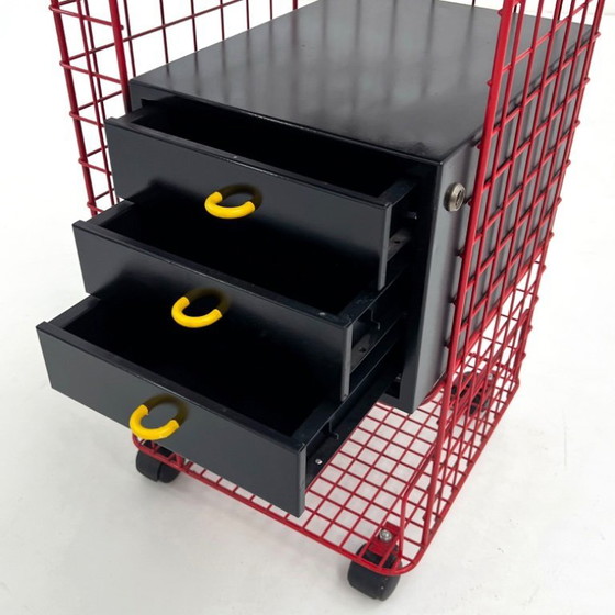 Image 1 of Postmodern Wire Chest of Drawers on Wheels, 1980s