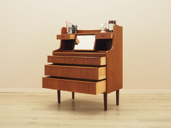 Danish Teak Secretary Desk with Hutch and Pull-Out Writing Surface, 1970s – Storage cabinet, Wood (photo 5 of 17)