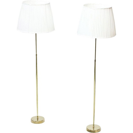 Paar vintage Zweedse koperen vloerlampen van Asea, 1950