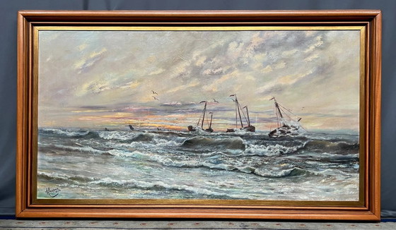 A. Claessens. Seascape. Large format. – Paintings & Drawings, Canvas (photo 7 of 14)