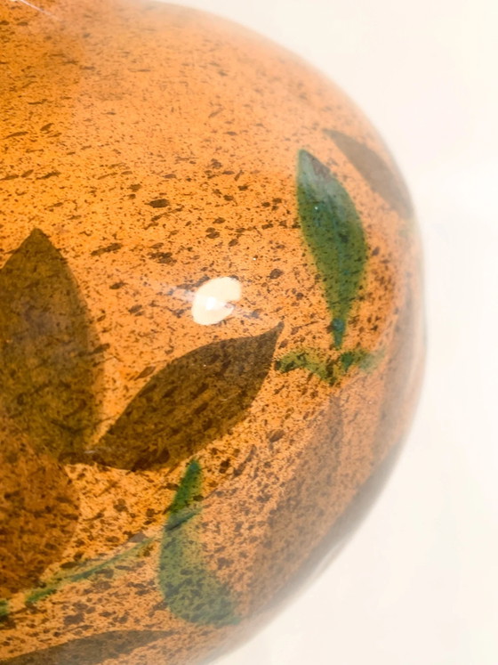 Handbemalte orangefarbene Keramikvase aus den 1950er Jahren aus Mittelitalien – Vasen (photo 4 of 8)