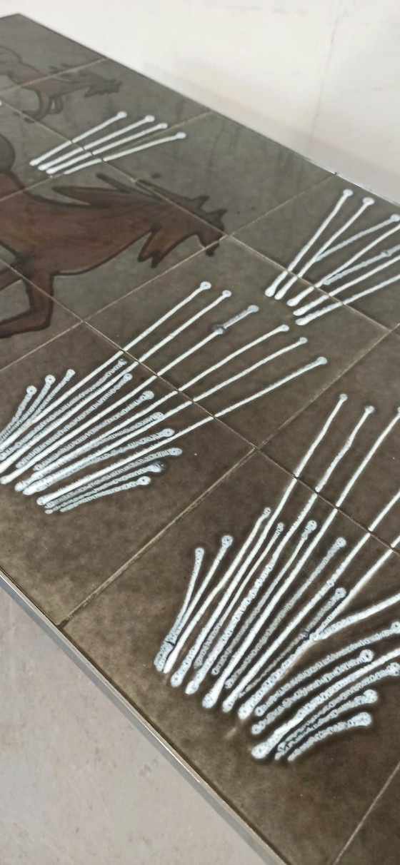 Image 1 of Tavolino da caffè vintage con piastrelle in ceramica