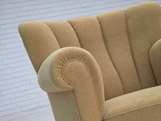 Image 1 of Dänischer Relaxsessel aus den 1960er Jahren, originaler hellgrüner Möbelwollbezug.