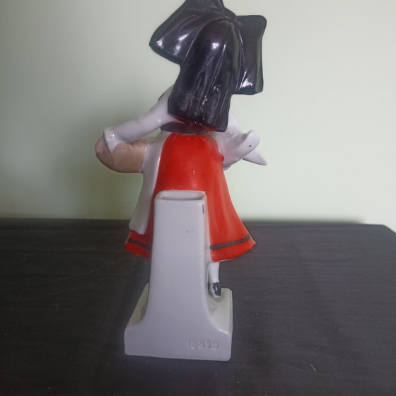 Antique Porcelain Figurine – Alsatian Girl with Goose (ca. 1900) – Table accessories, Ceramic (photo 4 of 9)
