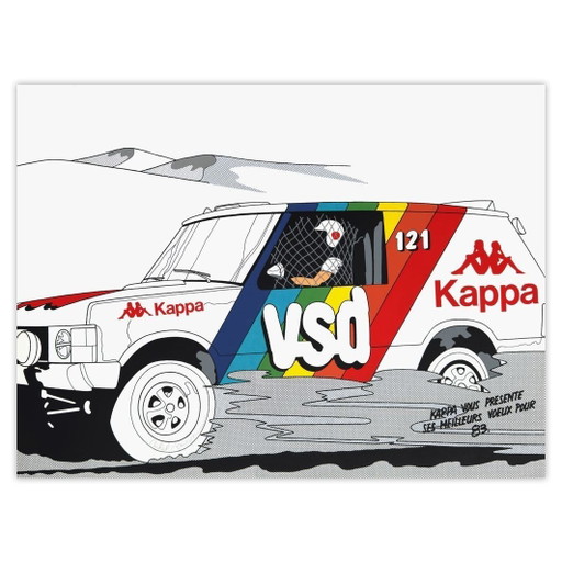 Michel Raimon Signed Screenprint Paris Dakar 1983 Sur Range Rover Kappa VSD – lithos zeefdrukken, Paper (photo 2 of 5)