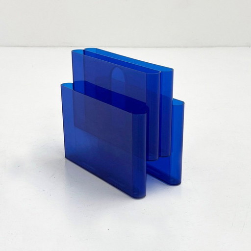 Lucite Blue Magazine Rack by Giotto Stoppino for Kartell, 1970s