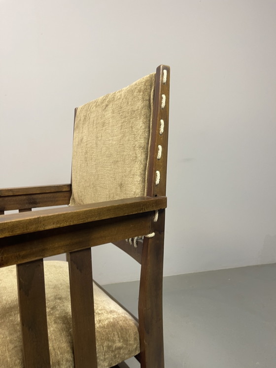 Antieke Nederlandse Haagse School Eiken Fauteuil van L.O.V. Meubelfabriek, Oosterbeek. Nederland, jaren (photo 8 of 11)