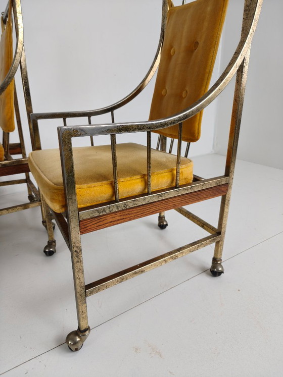 Conjunto único de sillas de comedor y salón de estilo de mediados de siglo – Doradas, fabricadas entre 1940 (photo 12 of 24)