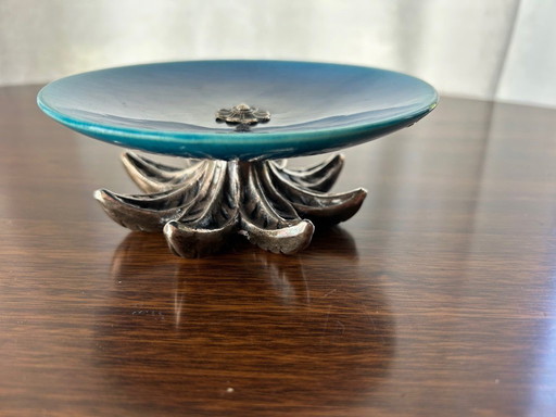 blue ceramic trinket tray