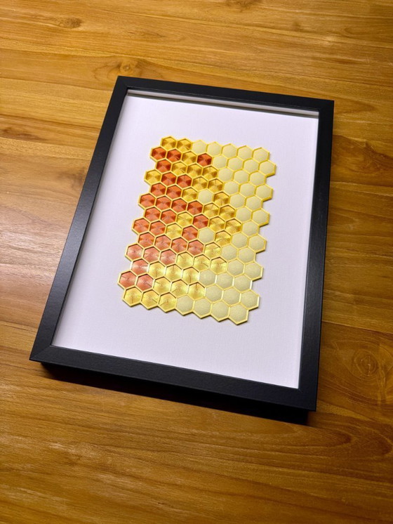 Image 1 of 3D Printed Honeycomb Wall Art, Modern Geometric Framed Decor