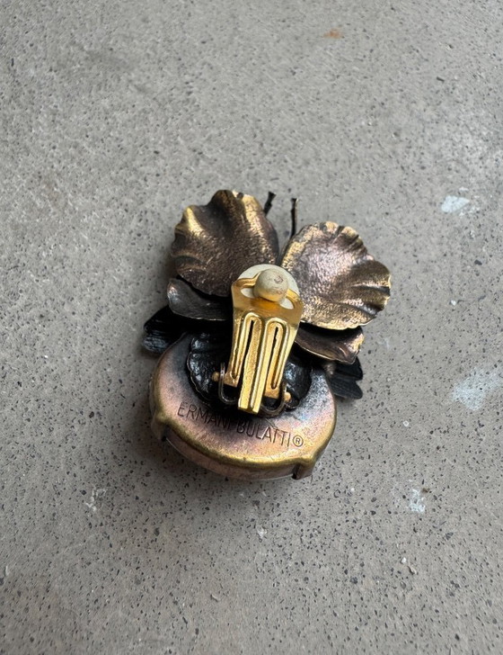 Image 1 of Ermani Bulatti bronze dragonfly clip on earring - Art Nouveau style