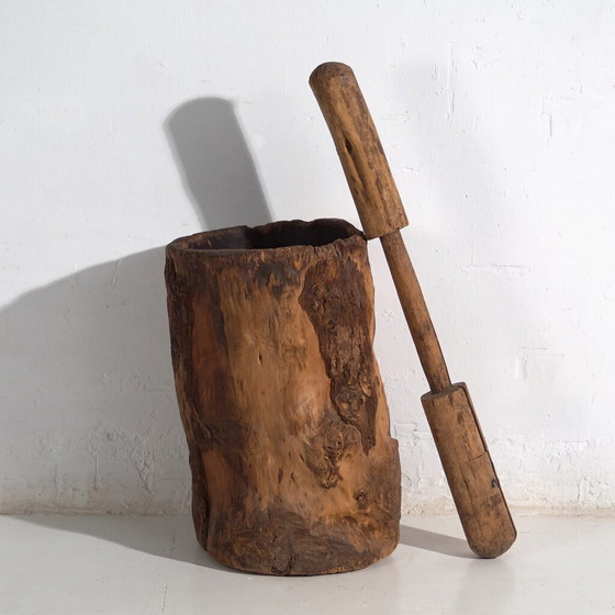 Large antique wabi-sabi style mortar and pestle (c.1920) #78 – Decorative Objects (photo 4 of 40)