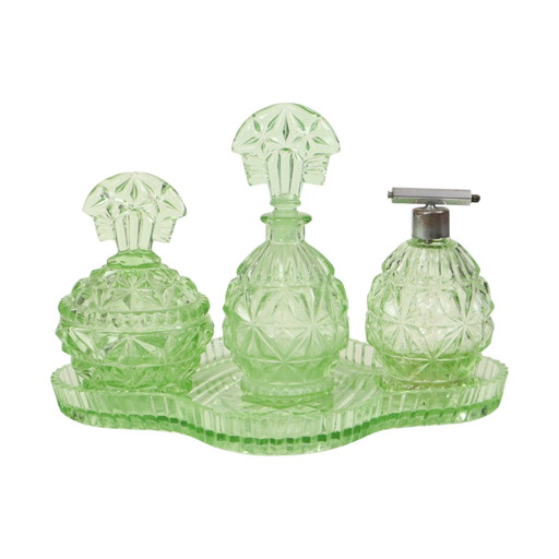 Set de toilette en cristal vert Set Boudoir