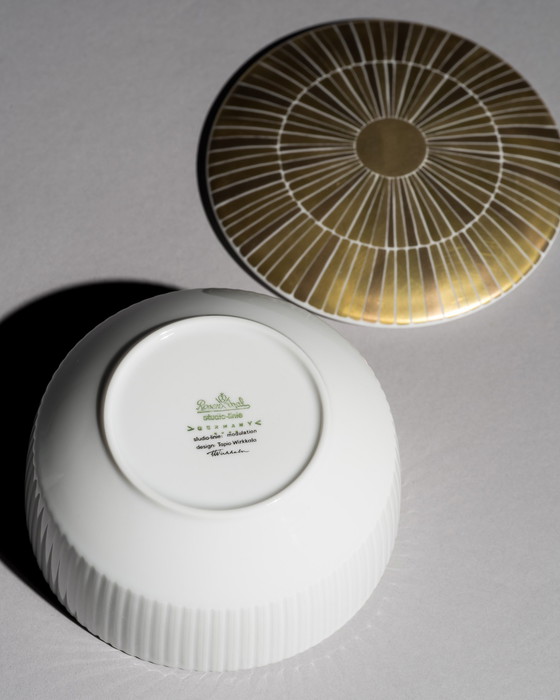 Image 1 of Rosenthal Studio-Line Porseleinen Doos met Deksel, Goudkleurig Decor Design Tapio Wirkkala