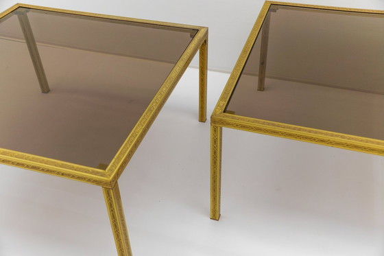 Image 1 of Brass and Smoked Glass Coffee Tables, 1970s, Set of 2