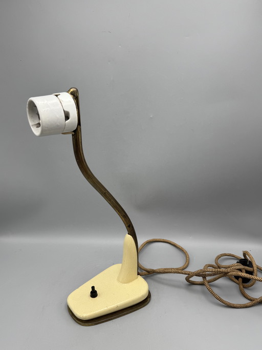 Vintage table lamp with brass arm