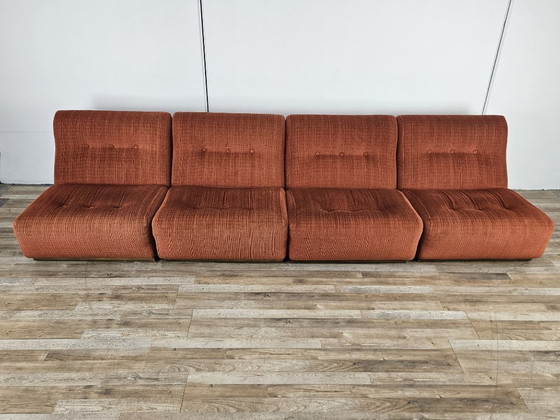 Image 1 of Modulare Sessel aus den 1970er Jahren mit rotem Stoffbezug