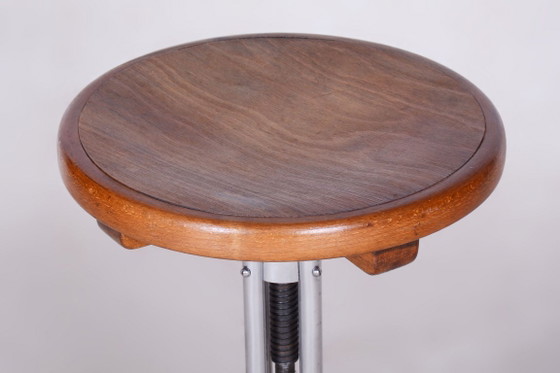 Restored Bauhaus Piano Stool, by Mücke-Melder, Solid Beech, Chrome, Czech, 1930s – Metal, Wood (photo 5 of 9)