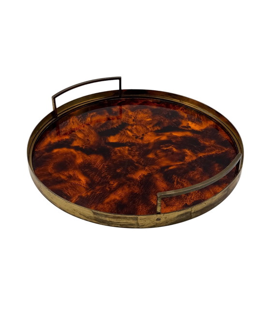 Image 1 of Hollywood Regency Rundes Tablett, Italien 1970er