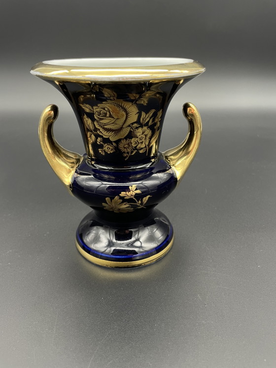 Royal Porzellan Bavaria KPM Handled Vase Real Cobalt Gold Decor 13.5 cm – Porcelain (photo 3 of 10)