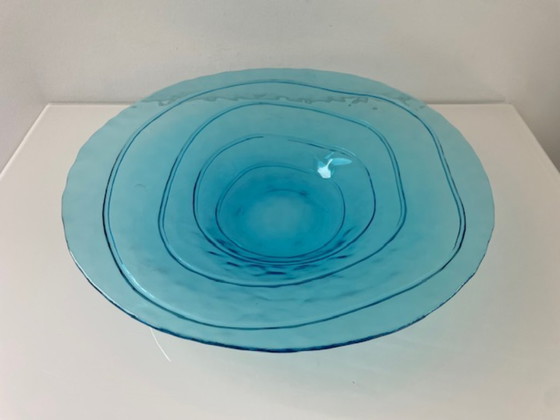 Image 1 of Mouth-blown glass bowl light blue 35 cm