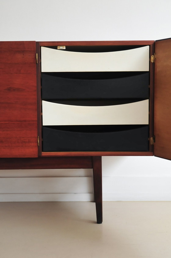 Image 1 of Vintage Deens Dressoir Zwart Wit Lades