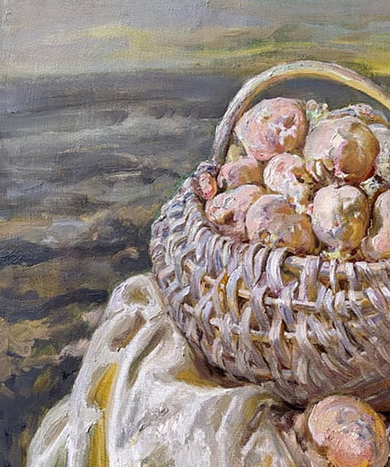 Peinture à l'Huile Originale Nature Morte Pommes de Terre Terrestre – Peintures et dessins, Canvas (photo 2 of 5)