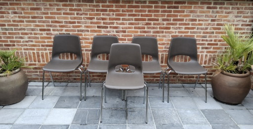 5 sedie vintage di Marko Holland, design di Jac Vogels, circa 70 – eetkamerstoelen, Metal, Plastic