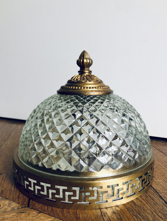 Image 1 of Lámpara de techo antigua de cristal y bronce de Maison L.GAU