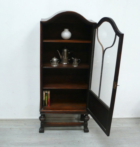 Bücherschrank Vitrine schmal Jugendstil aus England in Eiche dunkel um 1910 – Wood, Glass (photo 5 of 7)