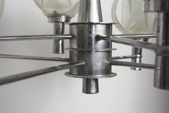 Sputnik Chandelier 8 Light Mid Century Chrome Faceted Glass Globes Ceiling Lamp Space Age Atomic – Metal (photo 16 of 52)