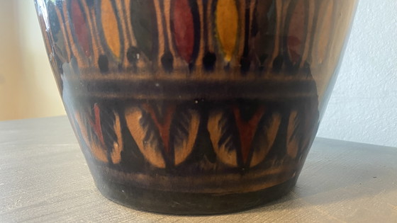 Image 1 of Large vintage Moroccan Safi vase – Hand-signed 'Ibna Idriss' (33 cm)