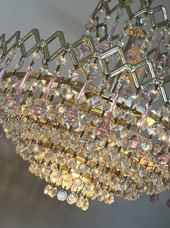 Image 1 of Lustre suspendu vintage des années 1960 en cristal en forme de larme
