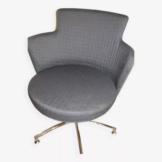 Image 1 of Vintage swivel armchair in axelson grey fabric for 2014 suede upholstery