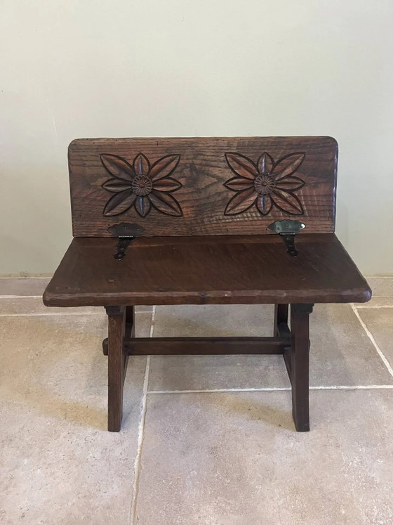 Piccola panca antica in legno con schienale pieghevole. – Panche, Wood, Rustic (photo 13 of 13)