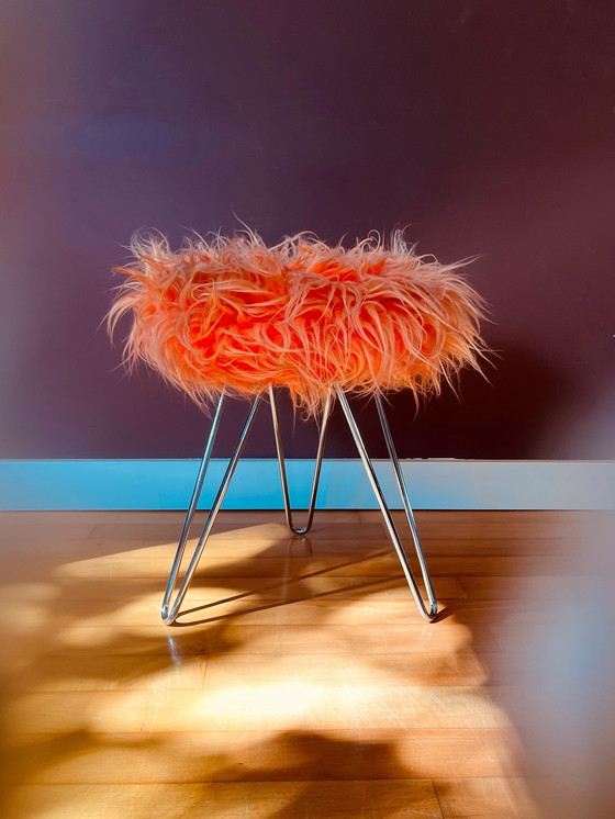 Image 1 of Sgabello a forcina color cremisi soffice