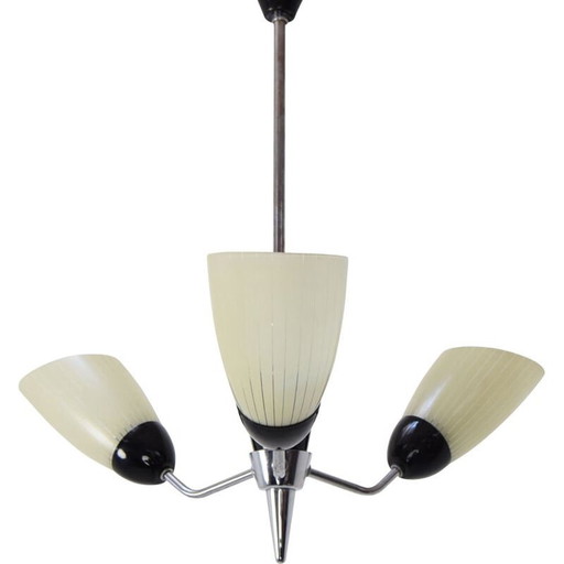 Vintage glass chandelier by Drukov, Czechoslovakia 1960