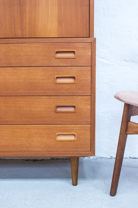 Image 1 of Poul Hundevad libreria segretaria a ripiani alti vintage in teak