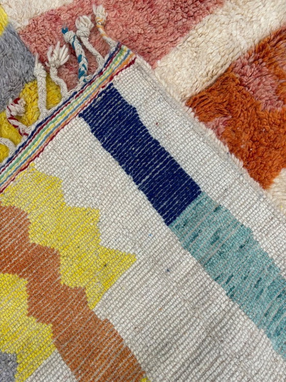 Image 1 of Ecru Berber carpet with colored patterns 250cmx150cm